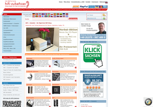 Screenshot der Shop-Webseite von HiFi + Zubehoer