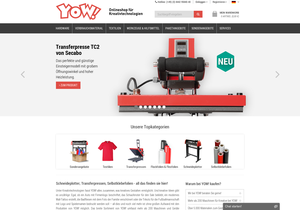Screenshot der Shop-Webseite von YOW! Online Shop für Kreativtechnologie