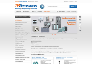 Screenshot der Shop-Webseite von TP Automation