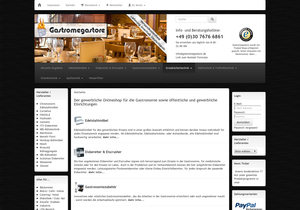 Screenshot der Shop-Webseite von Gastromegastore