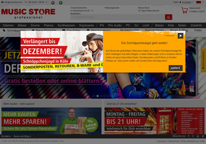 Screenshot der Shop-Webseite von Music Store professional