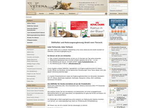 Screenshot der Shop-Webseite von VETENA - Tierfutter direkt vom Tierarzt