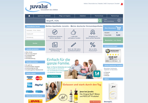 Screenshot der Shop-Webseite von Juvalis Blaue Apotheke