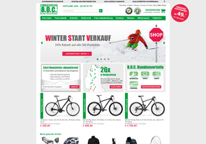 Screenshot der Shop-Webseite von B.O.C. BIKE & OUTDOOR COMPANY