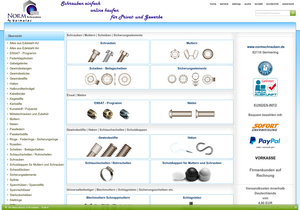 Screenshot der Shop-Webseite von normschrauben