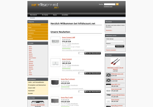 Screenshot der Shop-Webseite von HIFI discount .net