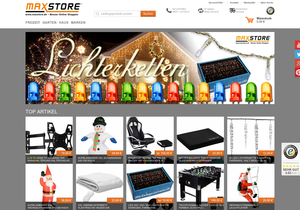 Screenshot der Shop-Webseite von MAXSTORE