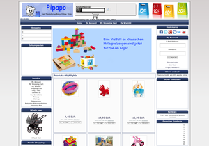 Screenshot der Shop-Webseite von PiPaPo Baby-Online-Shop