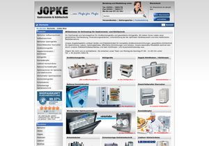 Screenshot der Shop-Webseite von JOPKE Gastronomie und Kühltechnik