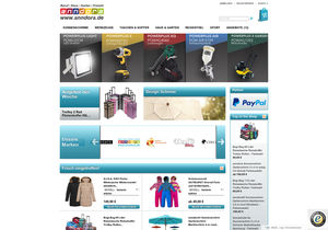 Screenshot der Shop-Webseite von anndora  Shopping-Welten GmbH