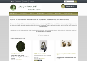 Screenshot der Shop-Webseite von JAGD - PUR.DE PURE PASSION