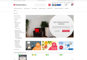 Screenshot der Shop-Webseite von Lampenwelt.de