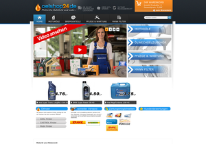 Screenshot der Shop-Webseite von Oelshop24.de