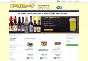 Screenshot der Shop-Webseite von BierPost Wildberg