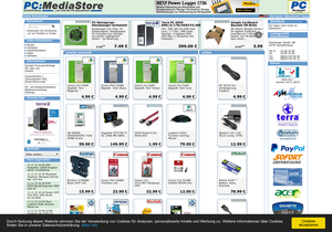 Screenshot der Shop-Webseite von PC:MediaStore Aschaffenburg