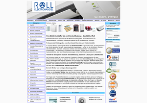 Screenshot der Shop-Webseite von Elektrohandel Roll