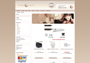 Screenshot der Shop-Webseite von LIVINGLEVEL