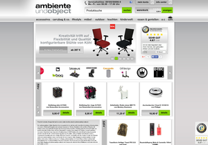 Screenshot der Shop-Webseite von ambiente & object online GmbH