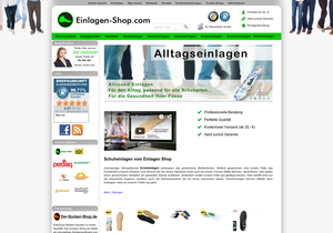 Screenshot der Shop-Webseite von Einlagen-Shop.com