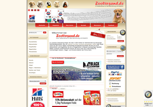 Screenshot der Shop-Webseite von ZooVersand.de