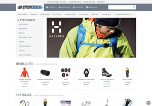 Screenshot der Shop-Webseite von Sport Buck GmbH