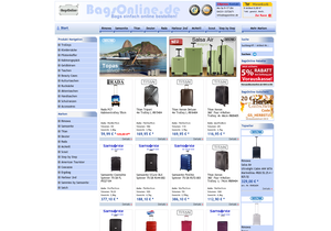 Screenshot der Shop-Webseite von BagsOnline