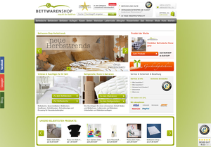 Screenshot der Shop-Webseite von Bettwaren-Shop.de