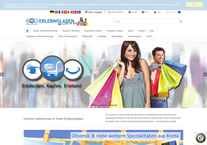 Screenshot der Shop-Webseite von Erlebnisladen