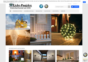 Screenshot der Shop-Webseite von Licht-Projekte