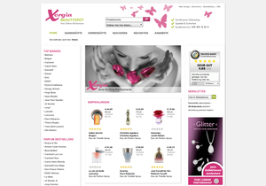 Screenshot der Shop-Webseite von Xergia BEAUTYSPOT