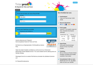 Screenshot der Shop-Webseite von Tintenprofi