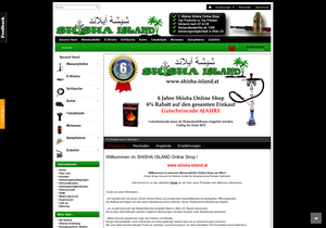 Screenshot der Shop-Webseite von Shisha Island