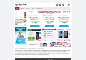 Screenshot der Shop-Webseite von Sparhandy GmbH