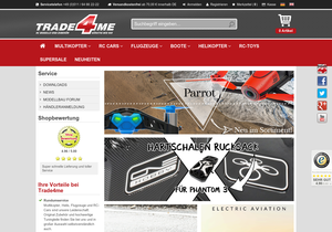 Screenshot der Shop-Webseite von Trade4me RC-Heli Shopping