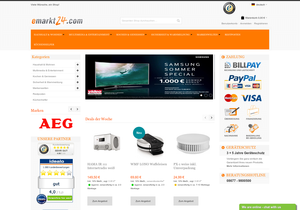 Screenshot der Shop-Webseite von emarkt24.com