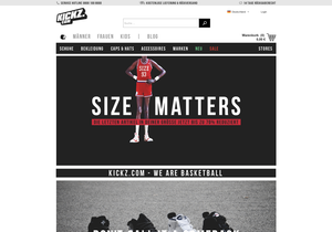 Screenshot der Shop-Webseite von KICKZ.COM