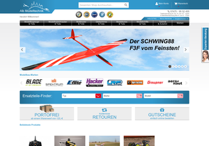 Screenshot der Shop-Webseite von ALB-Modelltechnik GmbH