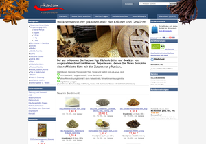 Screenshot der Shop-Webseite von pikantum - Kräuter und Gewürze