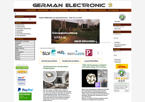 Screenshot der Shop-Webseite von GermanElectronic