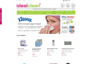 Screenshot der Shop-Webseite von Idealclean