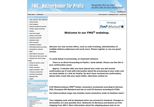 Screenshot der Shop-Webseite von FMG Holzverbinder