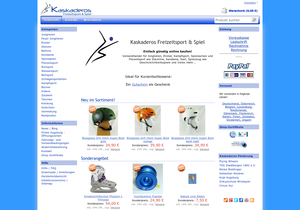 Screenshot der Shop-Webseite von Kaskaderos - Freizeitsport & Spiel