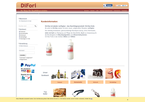Screenshot der Shop-Webseite von DiFori