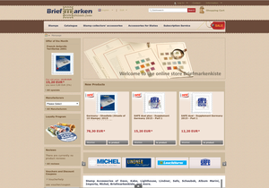 Screenshot der Shop-Webseite von BRIEFMARKENKISTE