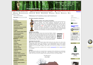 Screenshot der Shop-Webseite von Freudenberg Armee und Freizeitwaren