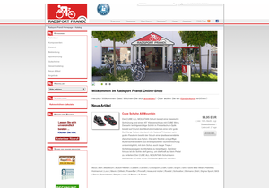 Screenshot der Shop-Webseite von Radsport Prandl