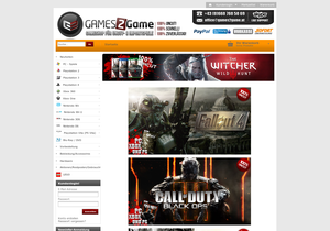 Screenshot der Shop-Webseite von Games2Game