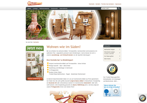 Screenshot der Shop-Webseite von 1a Direktimport