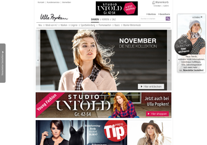 Screenshot der Shop-Webseite von Ulla Popken