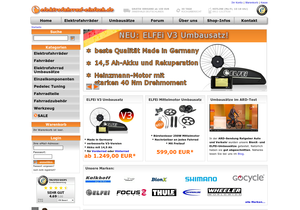 Screenshot der Shop-Webseite von elektrofahrrad-einfach.de